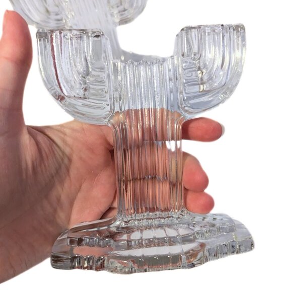 Vintage 1940s Art Deco Anchor Hocking Queen Mary Glass Candle Holders Set of 2 - Picture 5 of 7